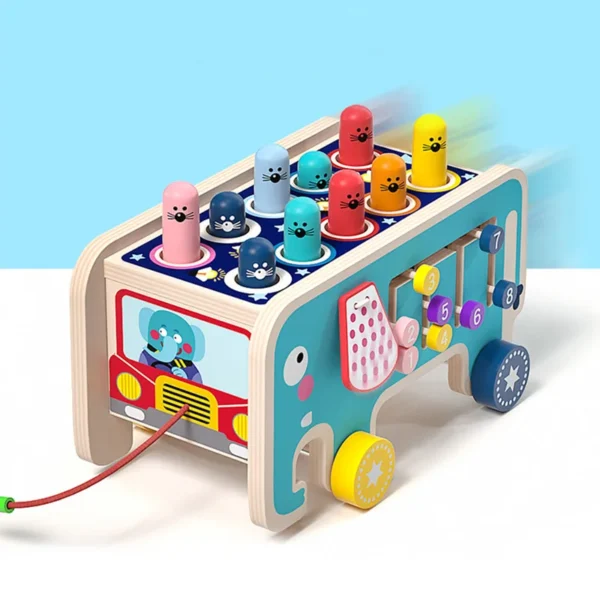 Jeu Montessori Tape-Taupe en Bois – Éléphant avec Marteau – Image 4