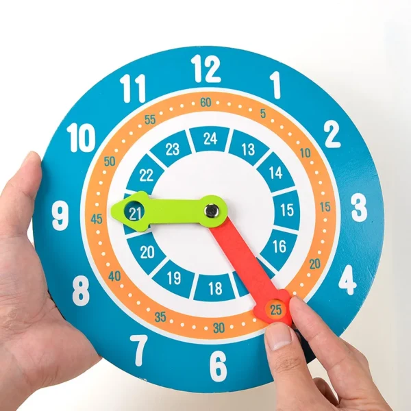 Horloge en bois Montessori – Apprendre à lire l’heure en s’amusant – Image 2
