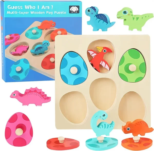 Puzzle Dinosaures en bois Montessori – De 3 à 6 ans – Image 5