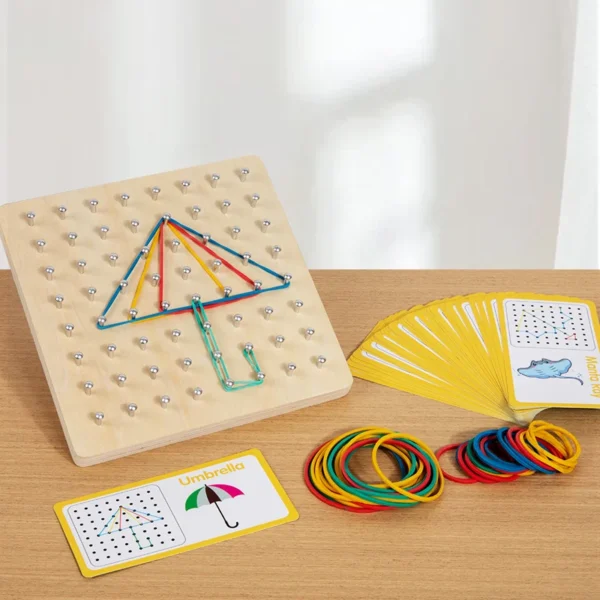 Planche à clous géométrique en bois Montessori – Jouet éducatif enfant – Image 5