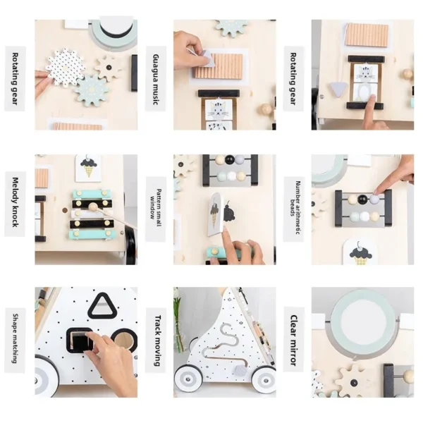 Trotteur pousseur bébé Montessori - Multi-activités en Bois – Image 4