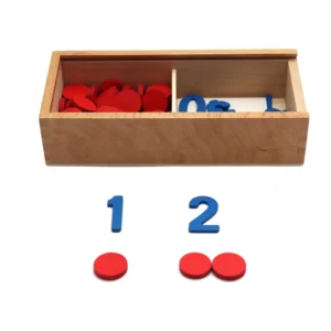 Boîte de rangement Montessori en bois pour jetons et chiffres éducatifs