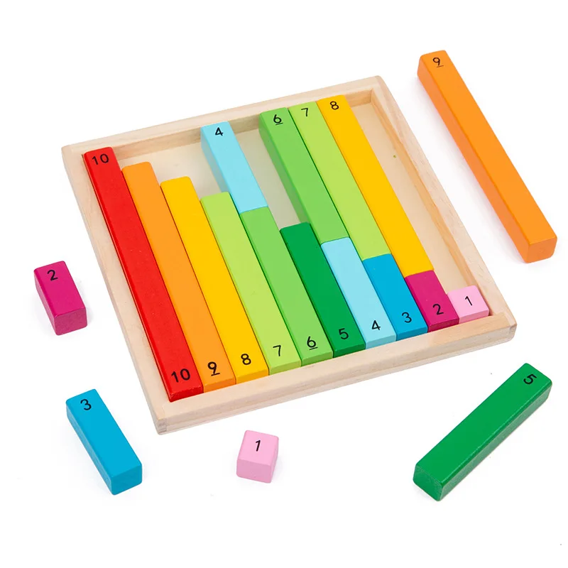 barres de calcul Montessori en bois colorées pour apprendre à compter