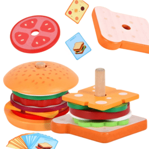 Jeu sandwich Montessori à empiler avec cartes éducatives