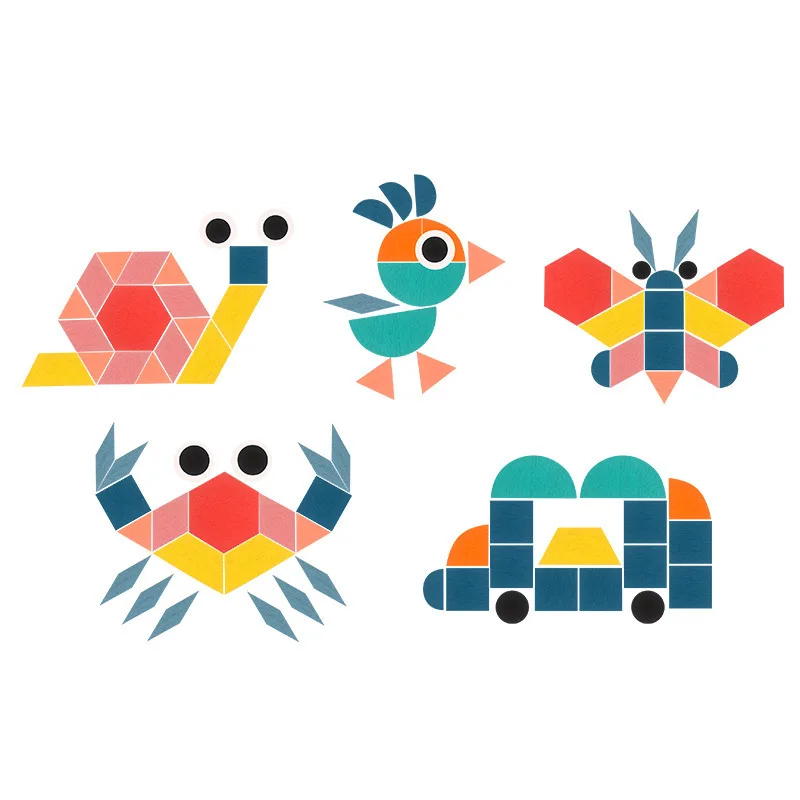 exemples de figures à créer avec le puzzle montessori formes géométriques