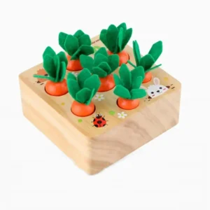 Jeu de récolte Montessori avec carottes de tailles différentes à placer
